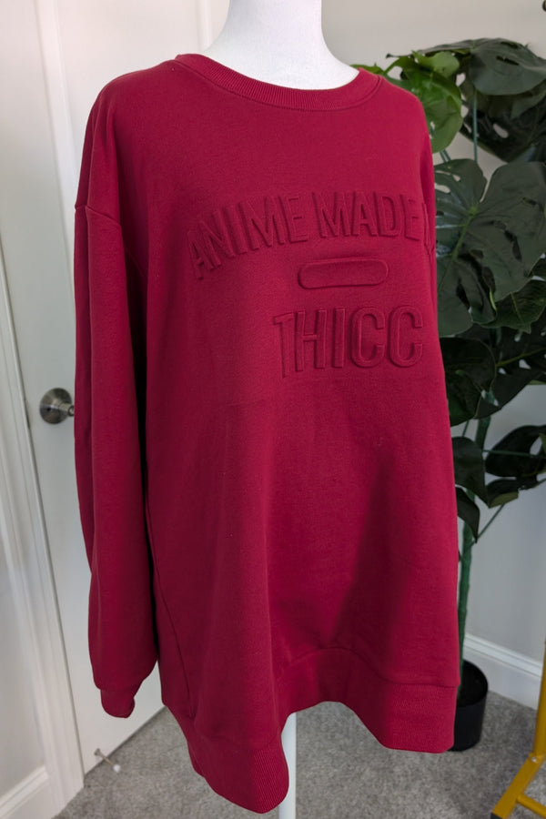 PRE-ORDER Anime Made Me Thicc Sweatshirt Burgandy